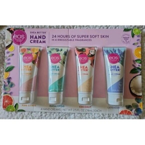 EOS Set 4 Hand Care Essential Hand Cream Lavender Coconut Eucalyptus Pink Citrus - Picture 1 of 6